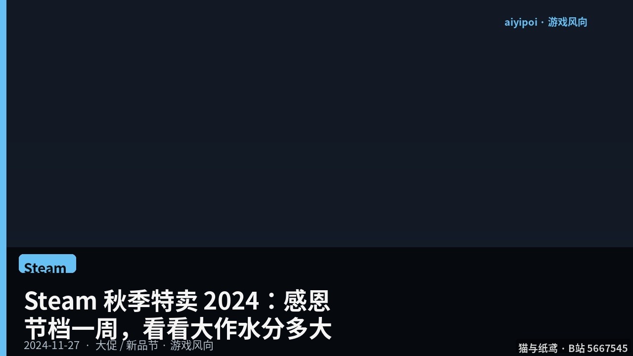 Steam 秋季特卖 2024：11 月 27 日–12 月 4 日，国区赛博朋克 / 帕鲁等可点名
