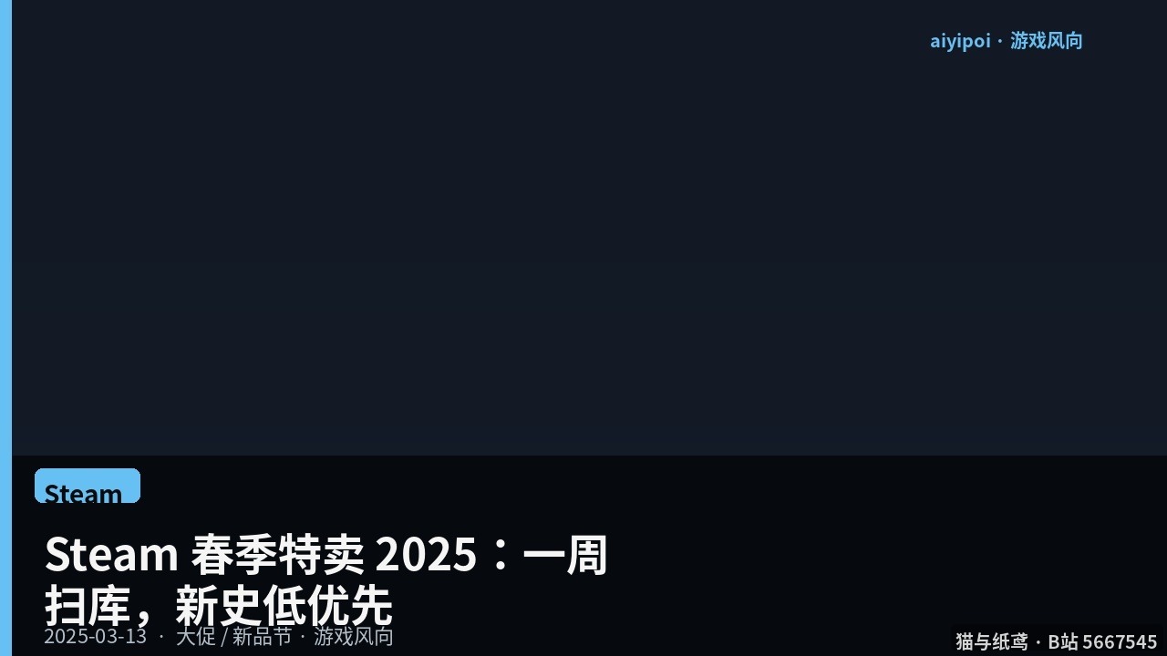 Steam 春季特卖 2025：3 月 13–20 日，gg.deals 标出一批新史低